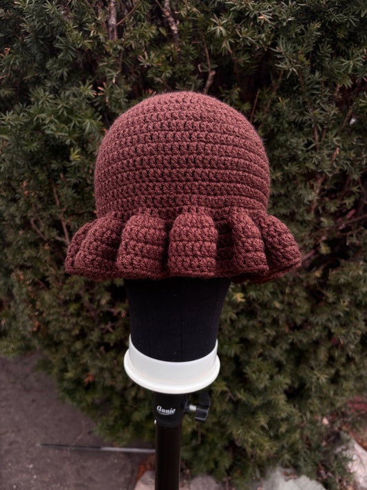 Coffee Wavy Brim Hat