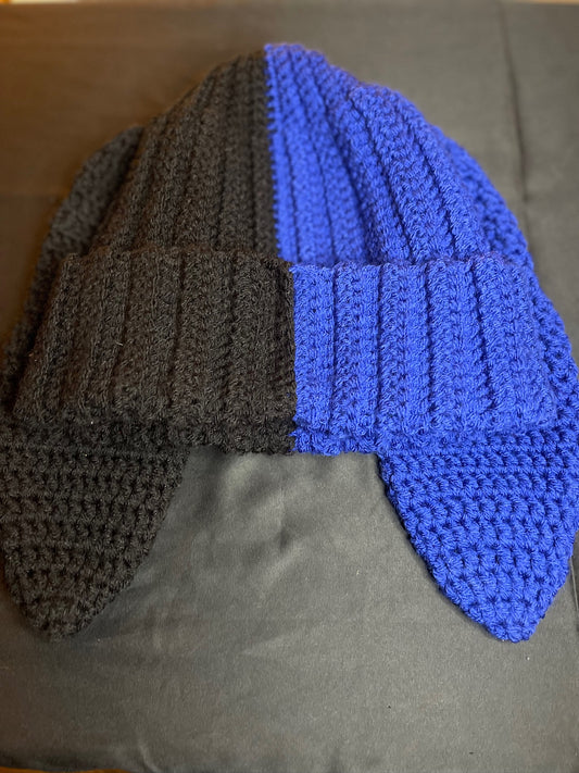 Bunny Beanie - Royal Blue & Black