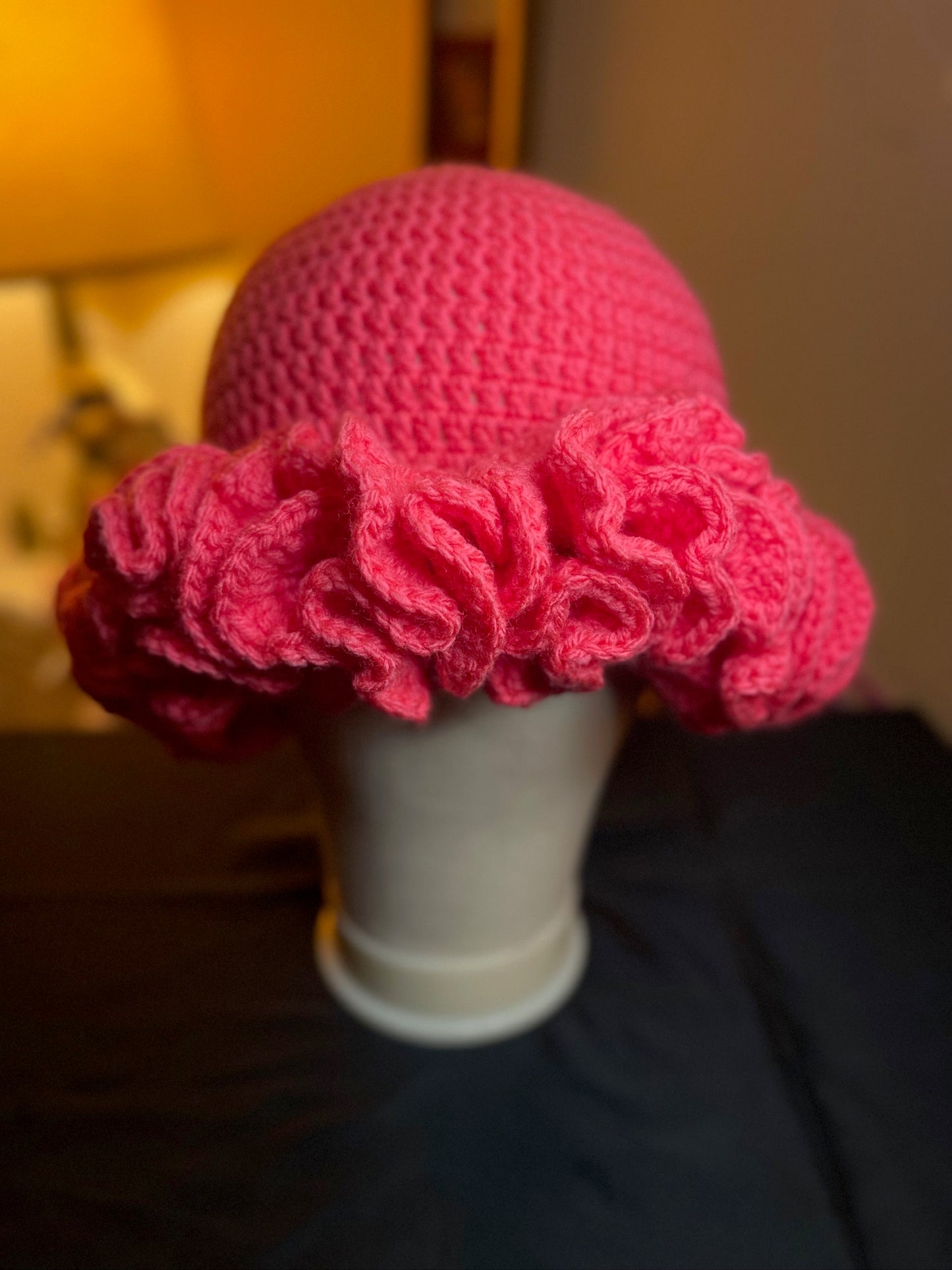 Ruffle Hat - Pink Rose