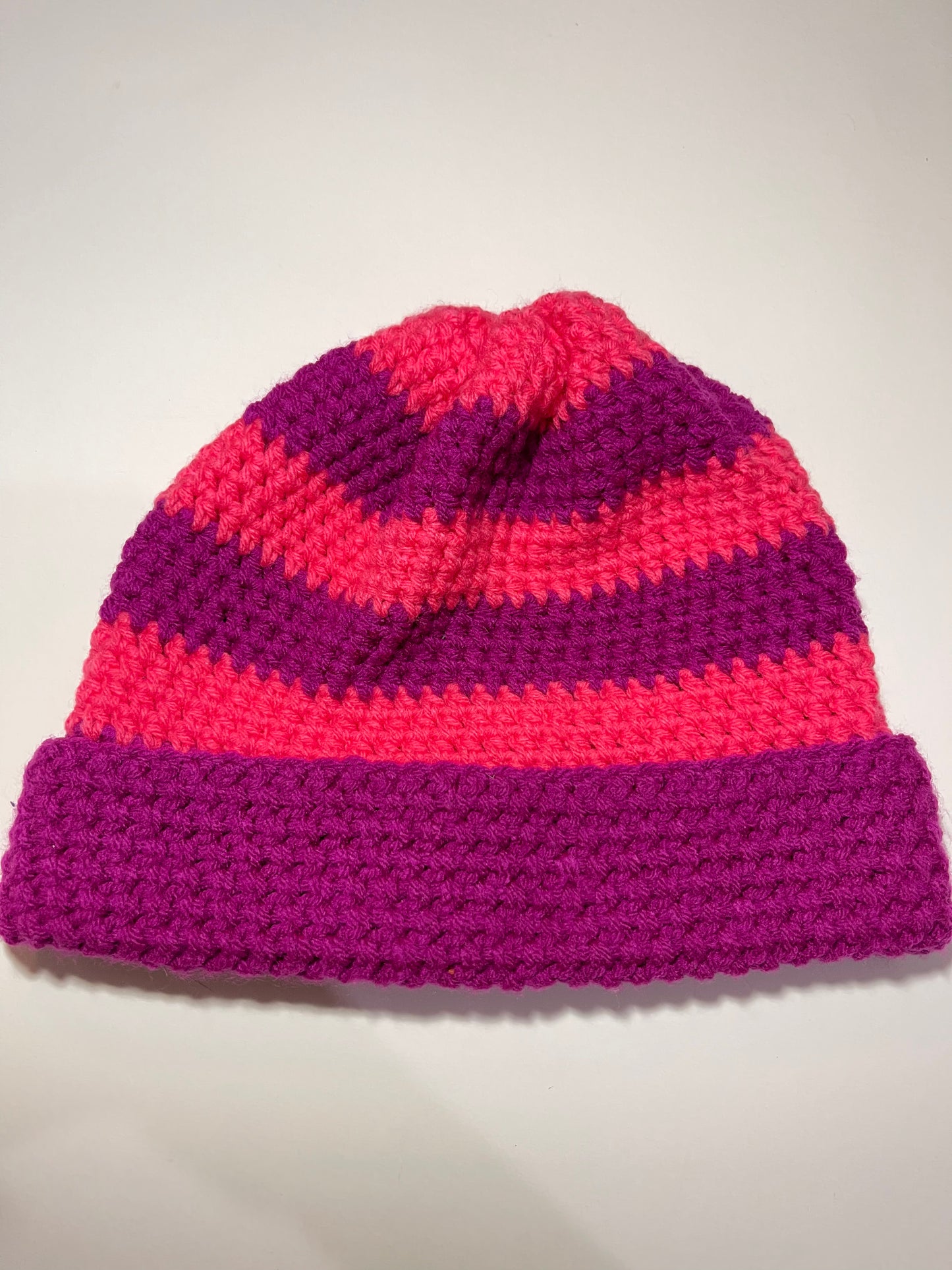 Striped Beanie - Pink and Purple